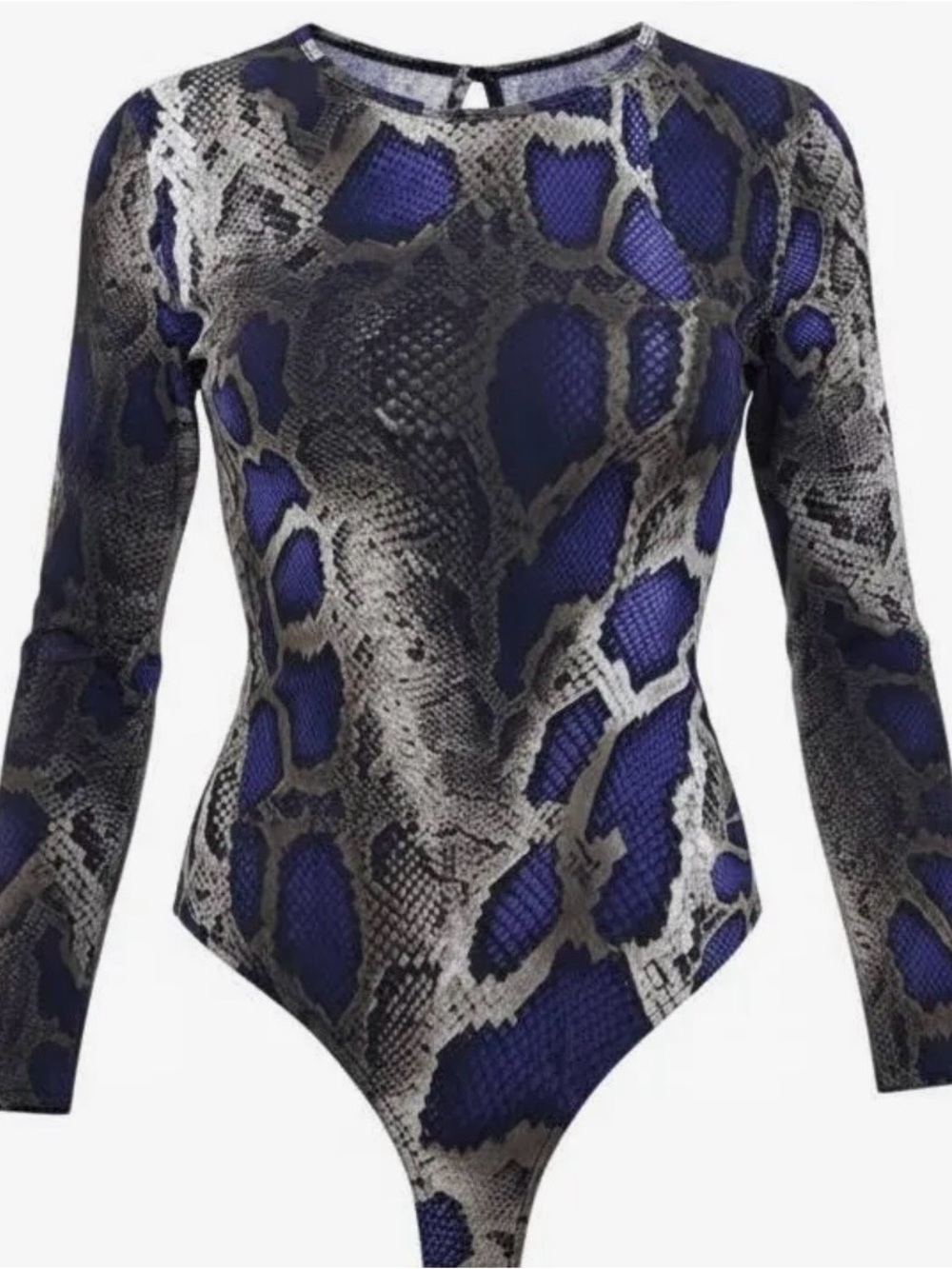 Fashion Nova purple  & Gray Snakeskin Long-Sleeve Bodysuit